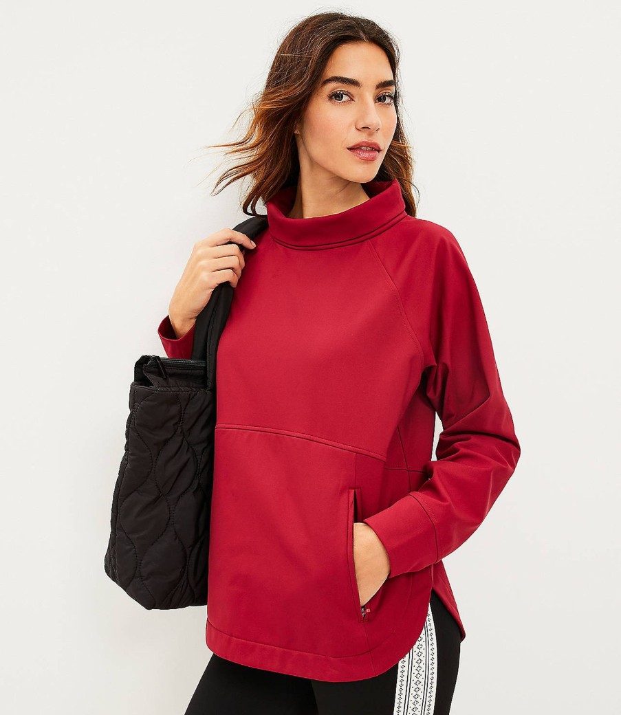 Clothing Loft | Lou & Grey Sporty Brushed Back Pocket Tunic Top Classic Rouge