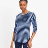 Clothing Loft | Lou & Grey Stripe Ribbed Signaturesoft Jersey Shirttail Top Baja Blue