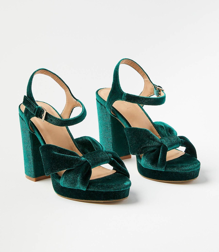 Accessories & Shoes Loft | Velvet Twist Platform Sandals Deep Tropic Green