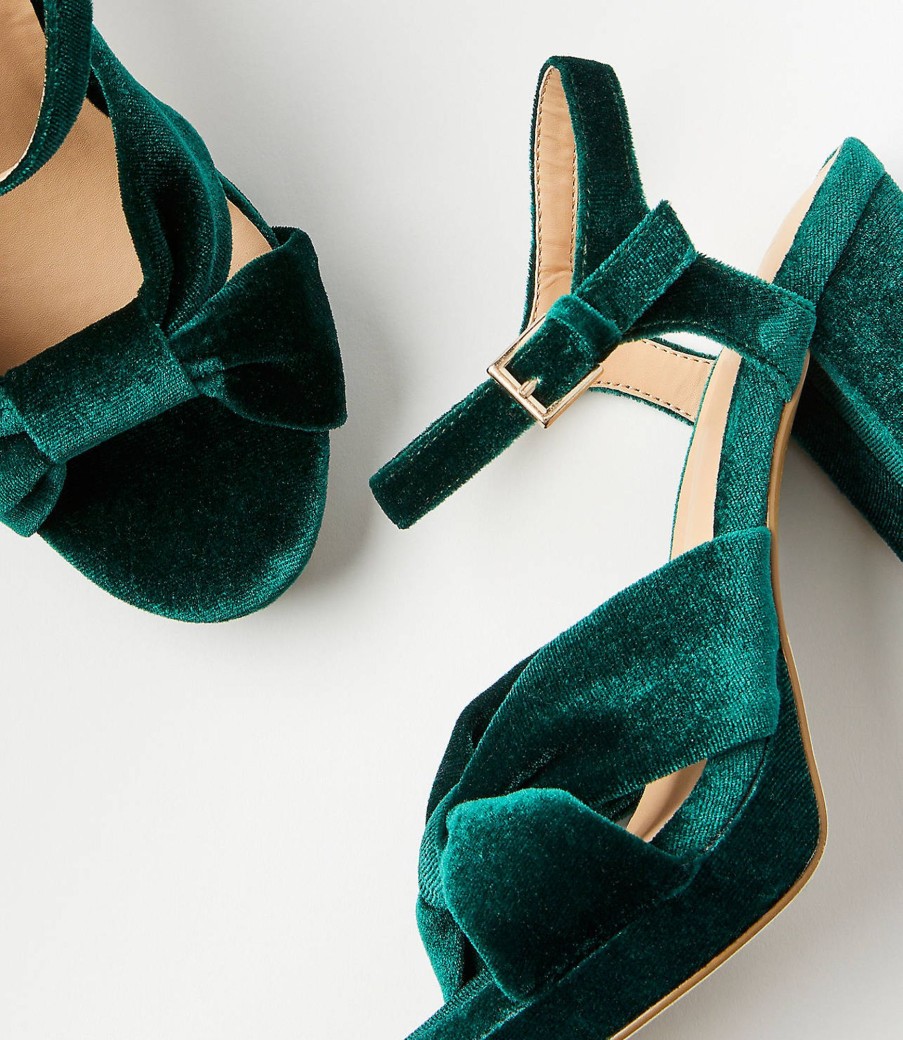 Accessories & Shoes Loft | Velvet Twist Platform Sandals Deep Tropic Green