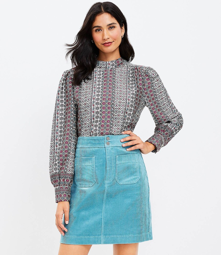 Clothing Loft | Corduroy Patch Pocket Skirt Basking Blue