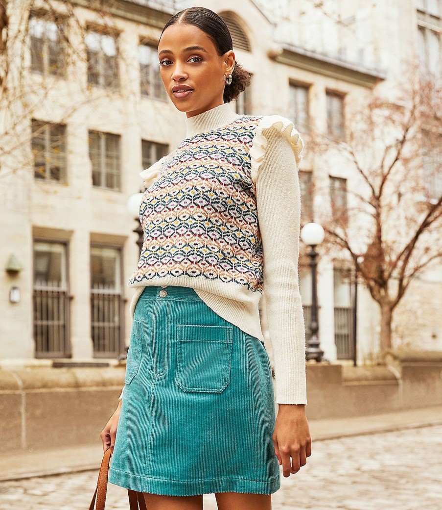 Clothing Loft | Corduroy Patch Pocket Skirt Basking Blue