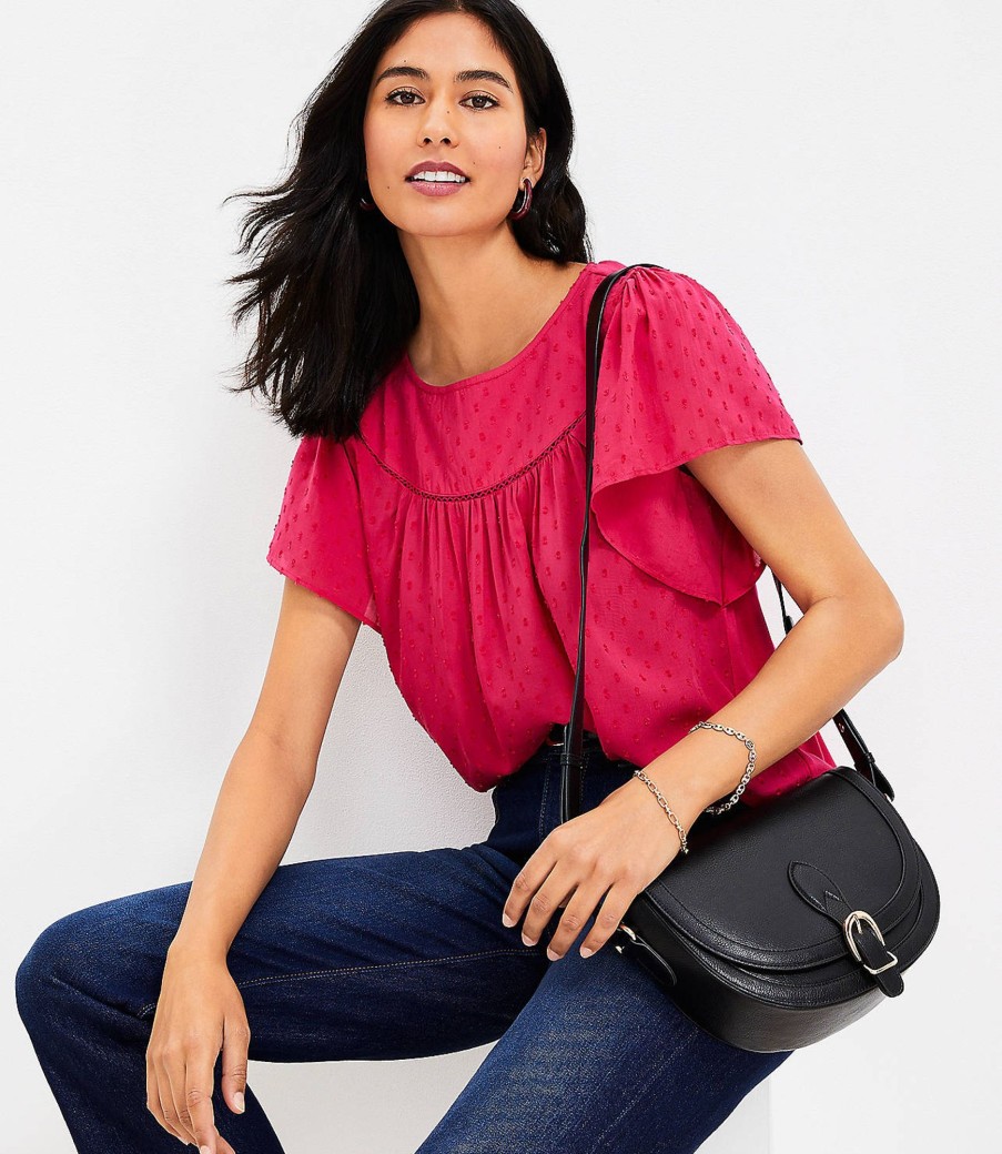 Clothing Loft | Clip Ruffle Sleeve Mixed Media Top Granita