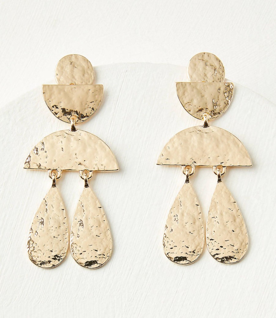 Accessories & Shoes Loft | Hammered Chandelier Earrings Gold