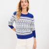 Clothing Loft | Geo Fair Isle Mock Neck Sweater Whisper White