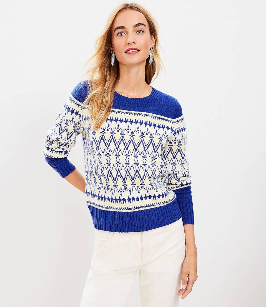 Clothing Loft | Geo Fair Isle Mock Neck Sweater Whisper White