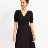 Clothing Loft | Tall Clip Puff Sleeve V-Neck Dress Black