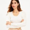 Clothing Loft | Pearlized Cuff Ribbed Puff Sleeve Sweater Whisper White