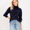 Clothing Loft | Ribbed Yoke Cozy Mock Neck Top Deep Space Blue