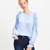 Clothing Loft | Mixed Media Ruffle Sleeve Top Serenity