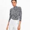 Clothing Loft | Lace Paisley Long Sleeve Turtleneck Top Black