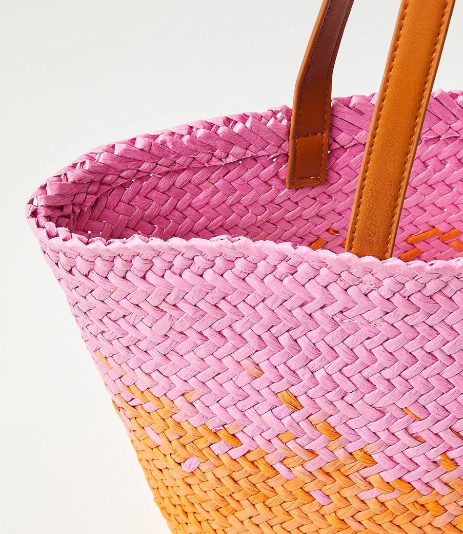 Accessories & Shoes Loft | Ombre Raffia Tote Bag Melrose Pink