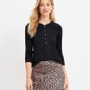 Clothing Loft | Waffle Henley Top Black