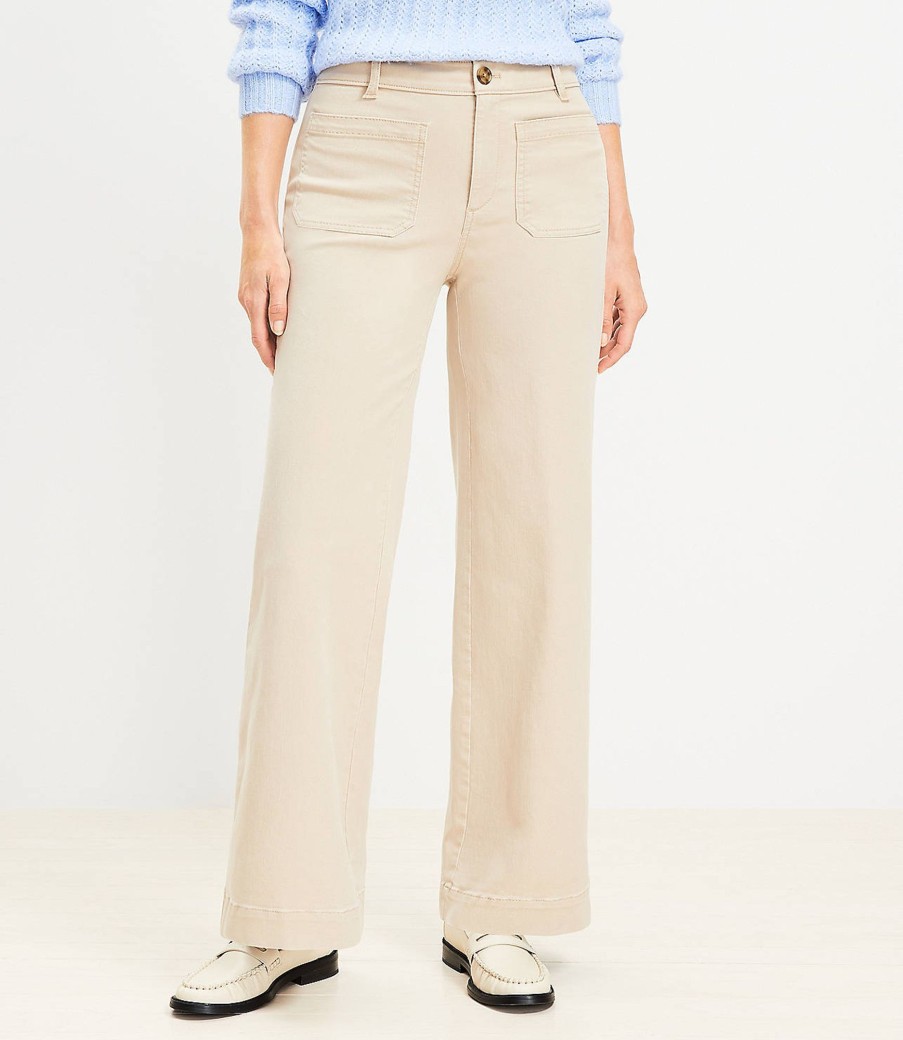 Clothing Loft | Curvy Palmer Wide Leg Pants In Twill Sandy Cove