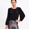 Clothing Loft | Mosaic Cozy Velour Top Black