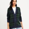 Clothing Loft | Plaid Boyfriend Cardigan Deep Space Blue