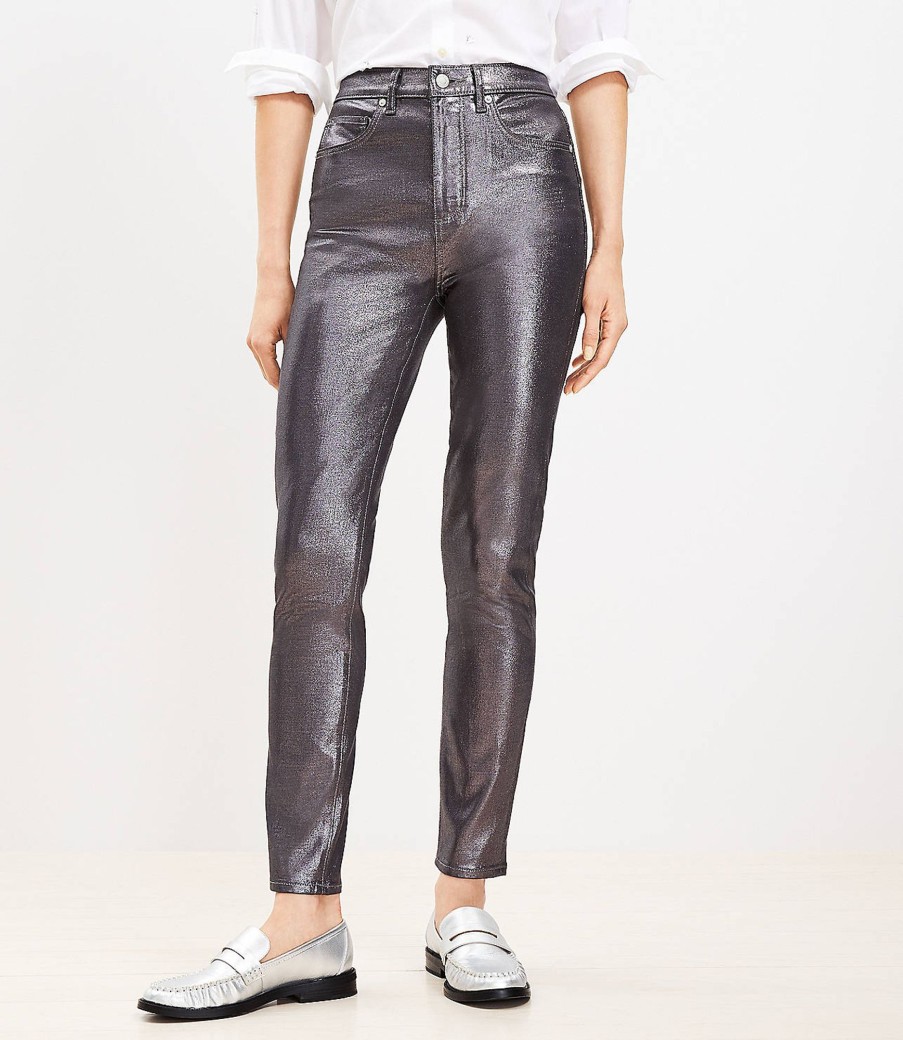 Clothing Loft | Coated High Rise Skinny Jeans In Pewter Metallic