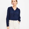 Clothing Loft | Ruffle V-Neck Blouse Deep Space Blue