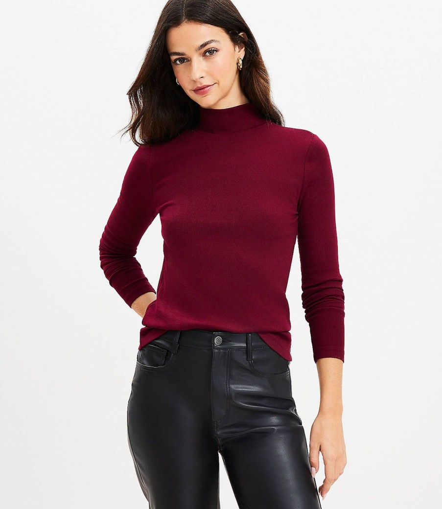 Clothing Loft | Ribbed Mock Neck Top Magical Plum