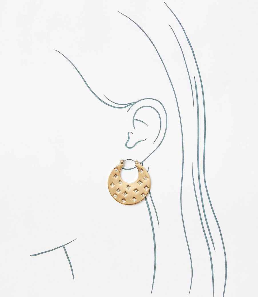 Accessories & Shoes Loft | Brushed Sparkle Hoop Earrings Goldtone