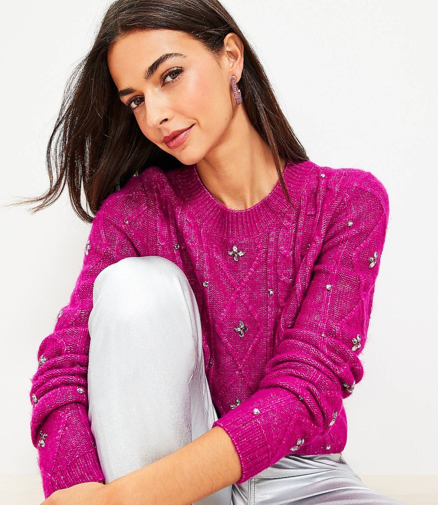 Clothing Loft | Sparkle Cable Sweater Violet Orchid