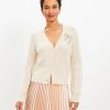 Clothing Loft | Sparkle Bow Ribbed V-Neck Cardigan Whitecap