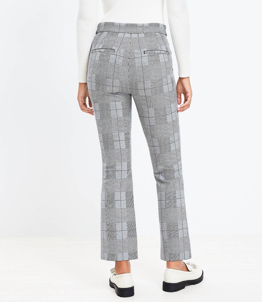 Clothing Loft | Curvy Mariner Kick Crop Pants In Plaid Bi-Stretch Whisper White