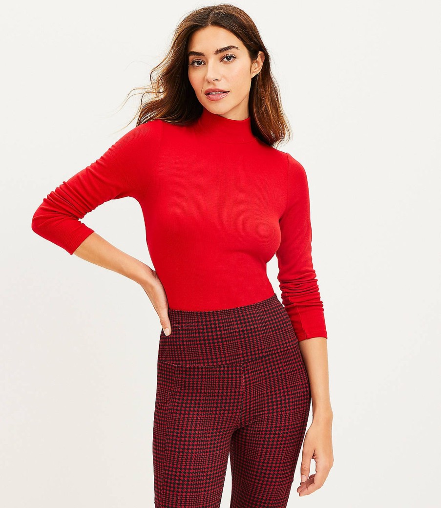 Clothing Loft | Lou & Grey Ribbed Signaturesoft Turtleneck Top Tango Red