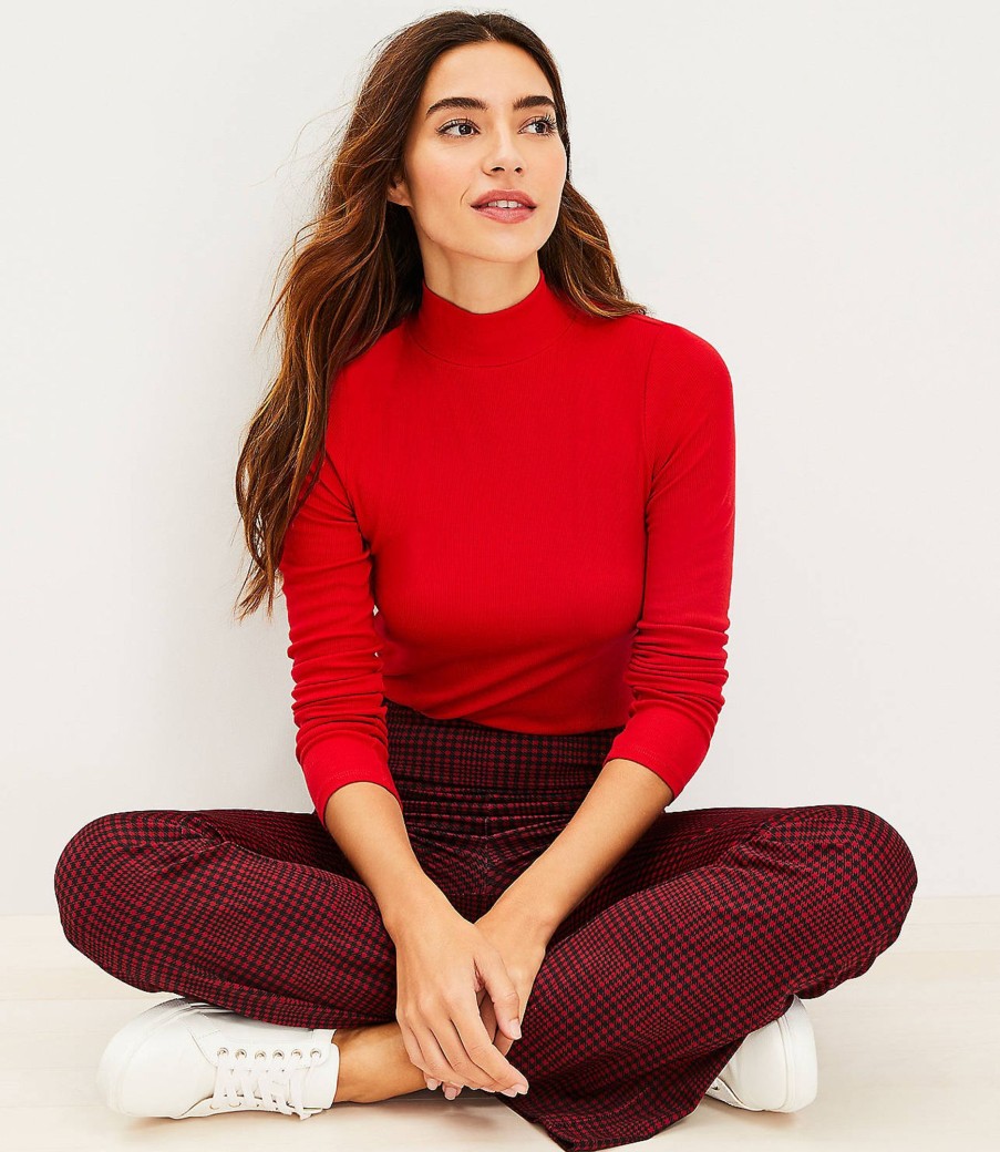 Clothing Loft | Lou & Grey Ribbed Signaturesoft Turtleneck Top Tango Red