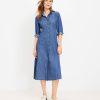 Clothing Loft | Chambray Pocket Midi Shirtdress Prussian Blue Wash