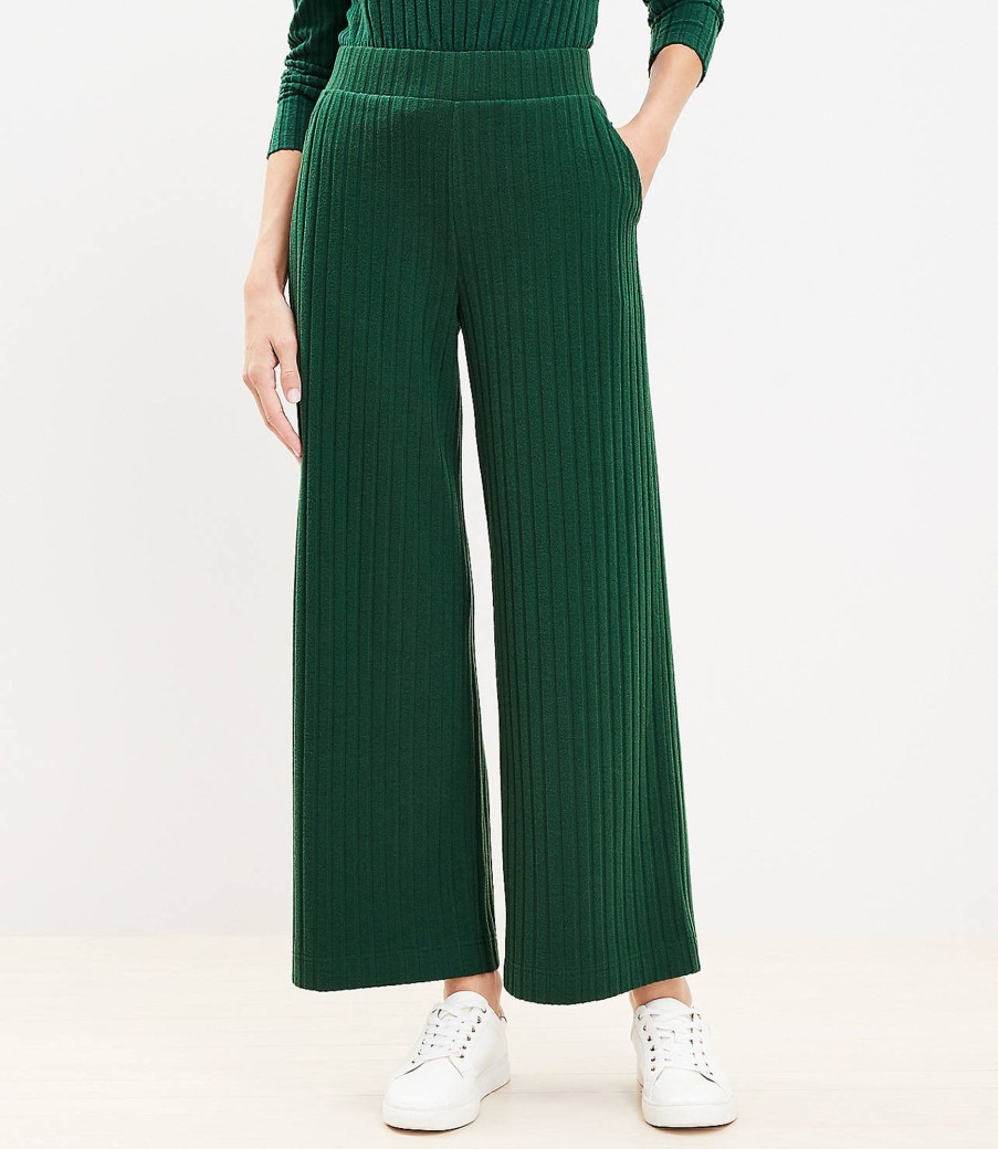 Clothing Loft | Lou & Grey Brushed Rib Wide Leg Pants Deep Tropic Green