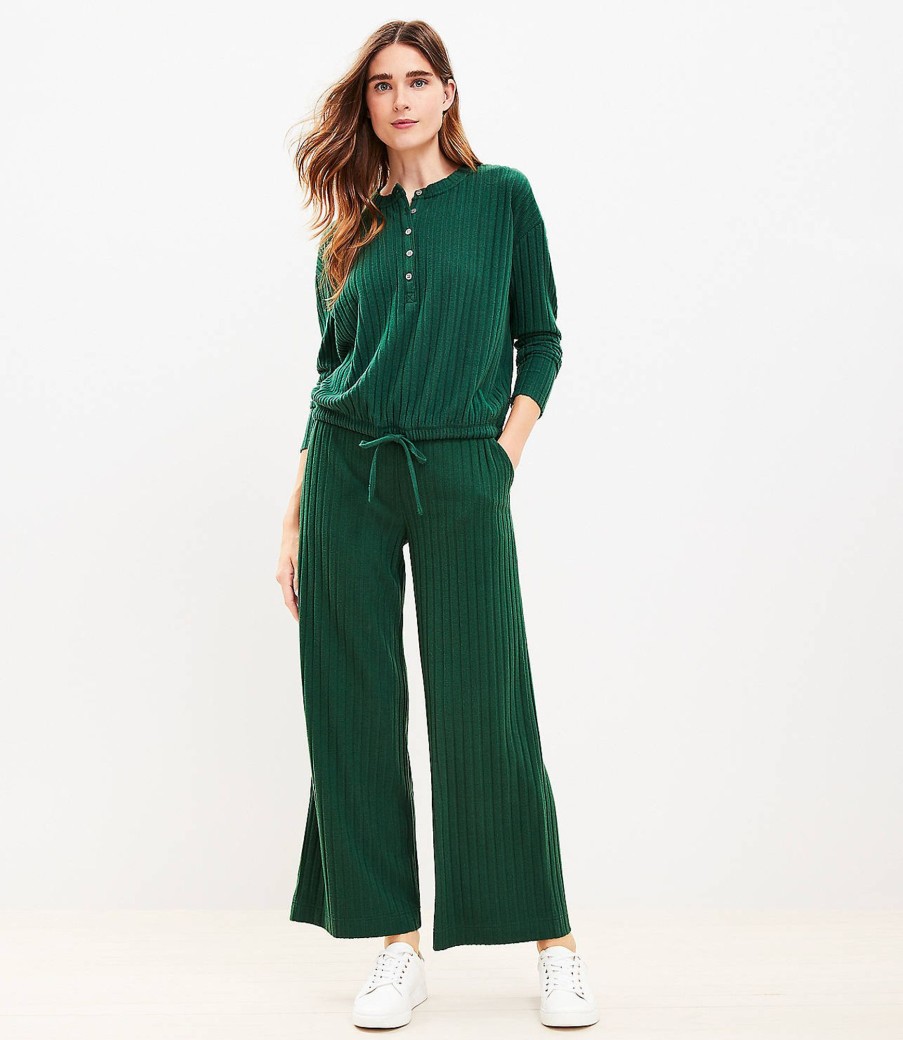 Clothing Loft | Lou & Grey Brushed Rib Wide Leg Pants Deep Tropic Green