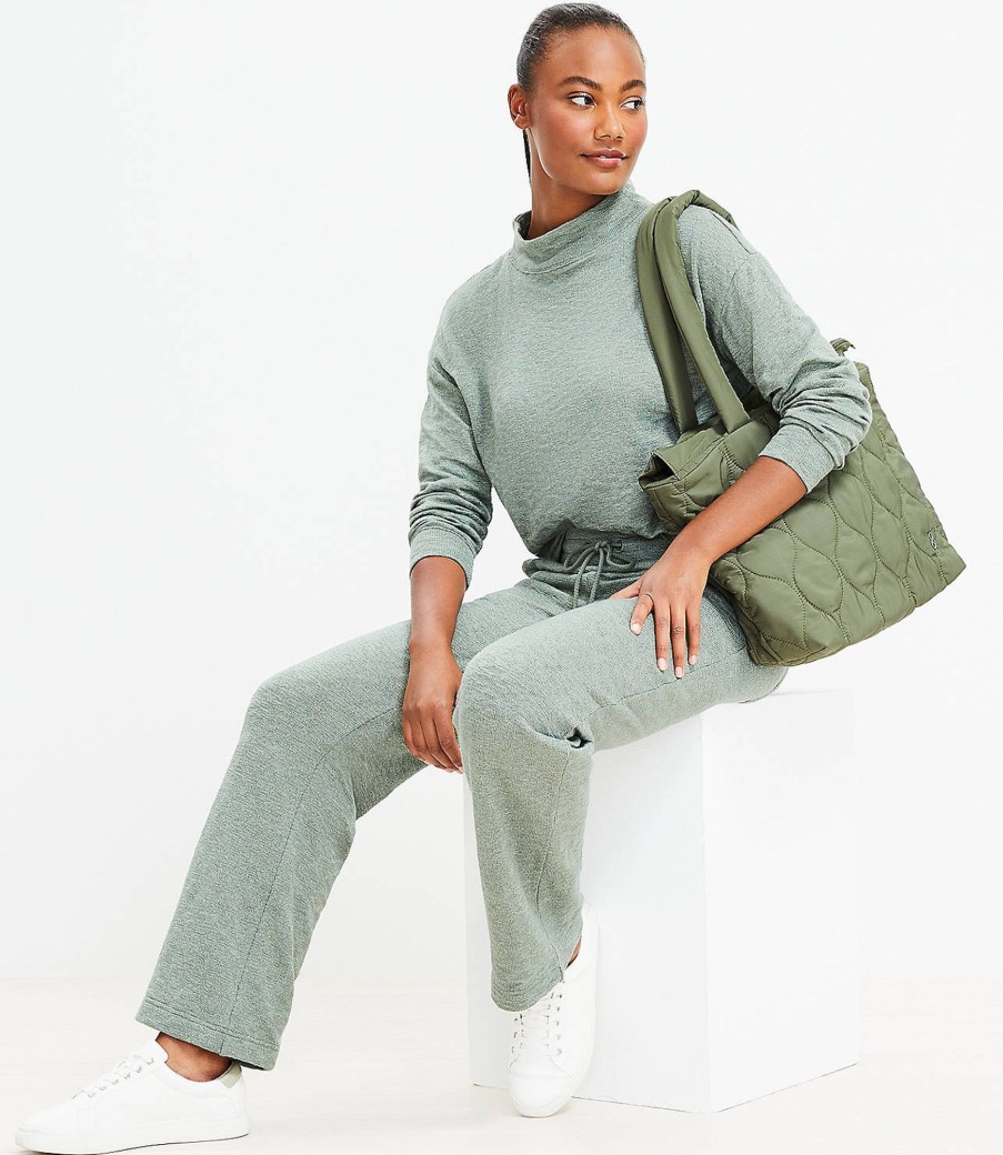 Clothing Loft | Lou & Grey Marled Wide Leg Sweatpants Green Marl