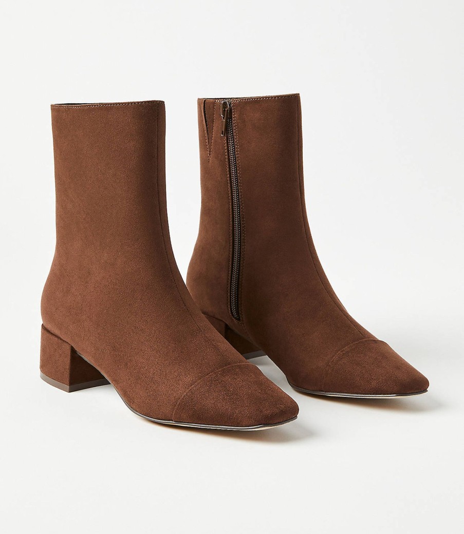 Accessories & Shoes Loft | Cap Toe Booties Chocolate