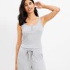 Clothing Loft | Lou & Grey Ribbed Henley Tank Top Pebble Grey Heather