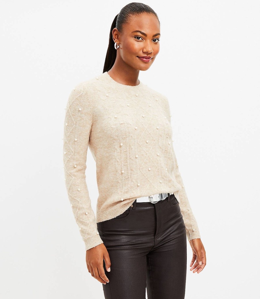 Clothing Loft | Pearlized Cable Sweater Beachside Khaki Heather