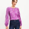 Clothing Loft | Floral Jacquard Keyhole Blouse Orchid Grove