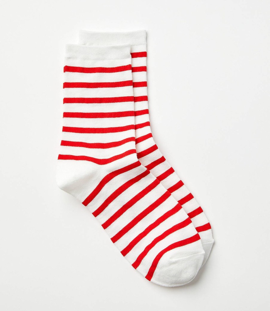 Accessories & Shoes Loft | Striped Crew Socks Whisper White