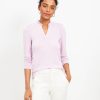 Clothing Loft | Ruffle Collar Henley Top Orchid Pink