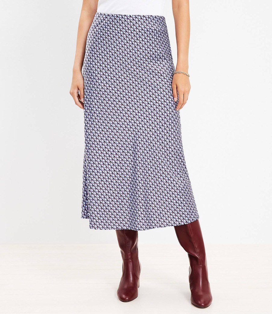 Clothing Loft | Geo Bias Midi Skirt Silky Blue