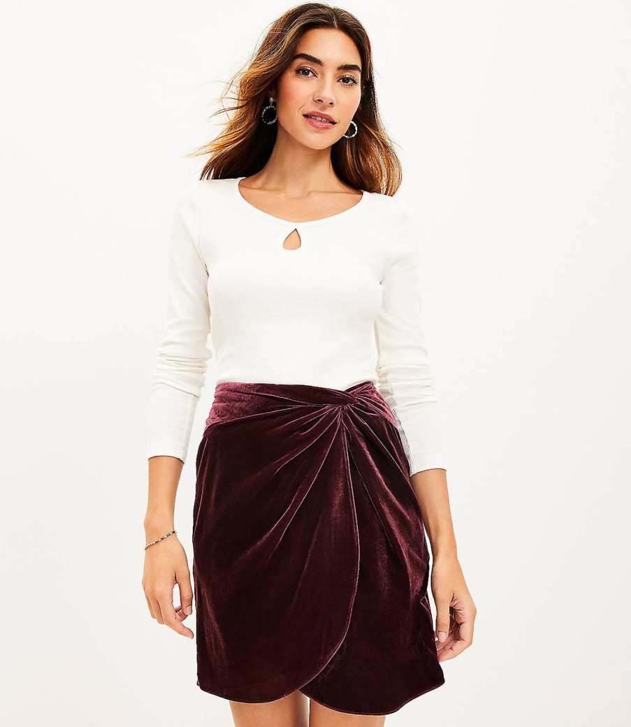 Clothing Loft | Velvet Twist Shift Skirt Crushed Blackberry