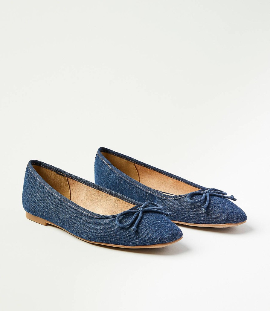 Accessories & Shoes Loft | Denim Ballet Flats Denim Blue Melange