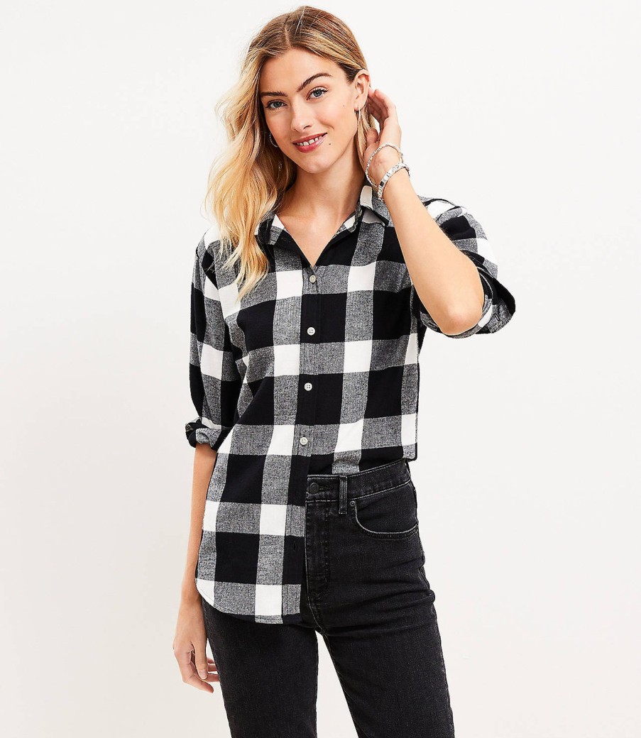 Clothing Loft | Plaid Flannel Everyday Tunic Shirt Black