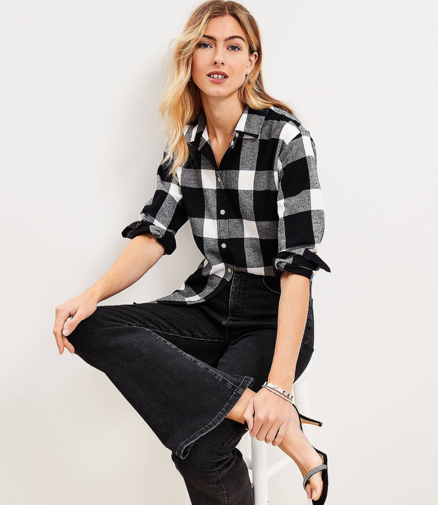 Clothing Loft | Plaid Flannel Everyday Tunic Shirt Black