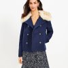 Clothing Loft | Faux Fur Collar Doublecloth Jacket Deep Space Blue