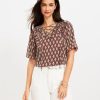 Clothing Loft | Foulard Ruffle Lace Up Top Magical Plum