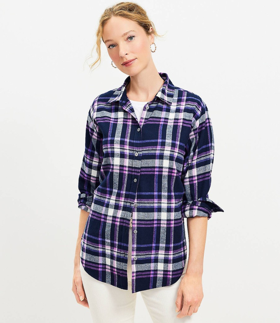 Clothing Loft | Flannel Everyday Tunic Shirt Deep Space Blue