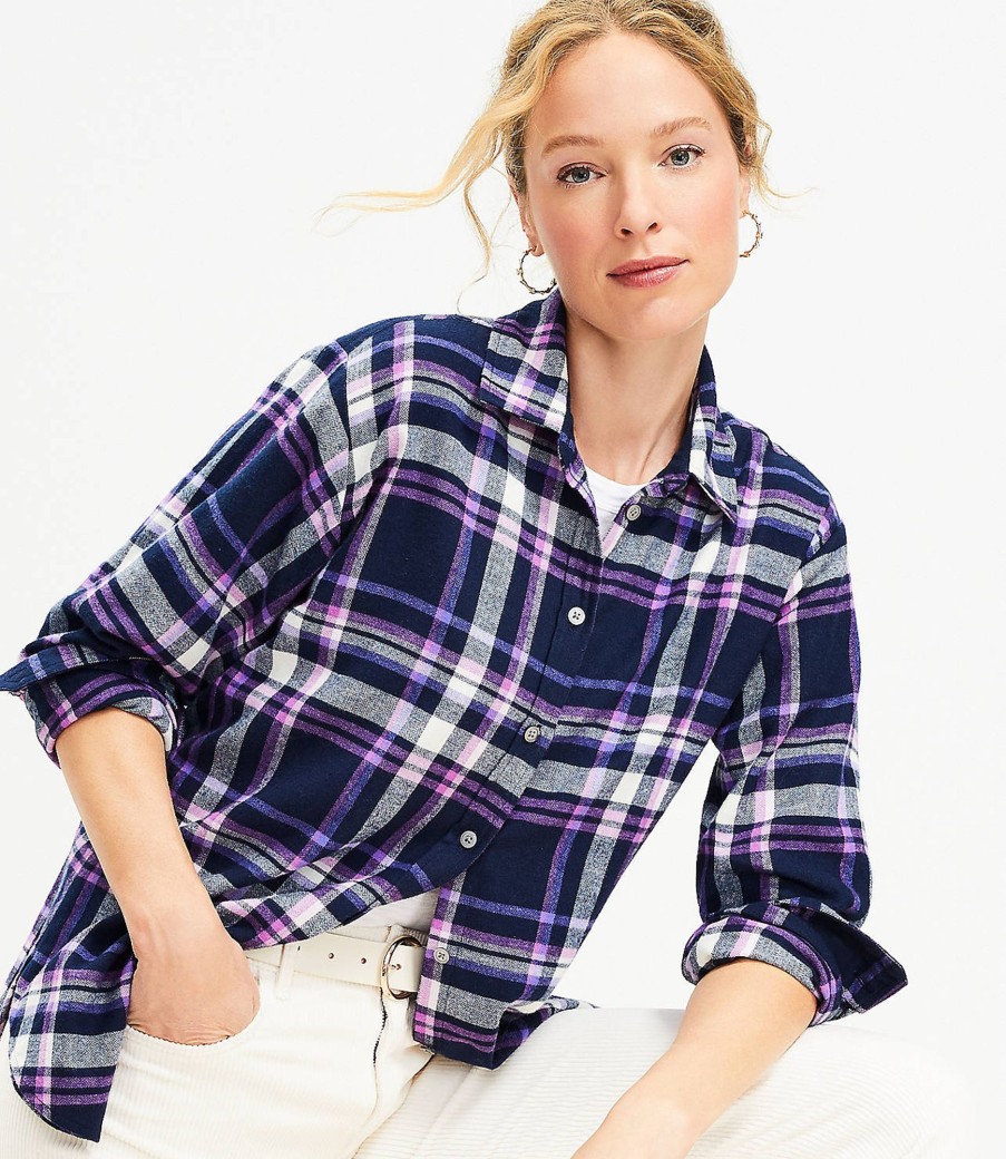 Clothing Loft | Flannel Everyday Tunic Shirt Deep Space Blue