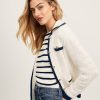 Clothing Loft | Tipped Ribbed Sweater Jacket Whisper White