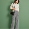 Clothing Loft | Belted Wide Leg Pants In Houndstooth Black/White Multi